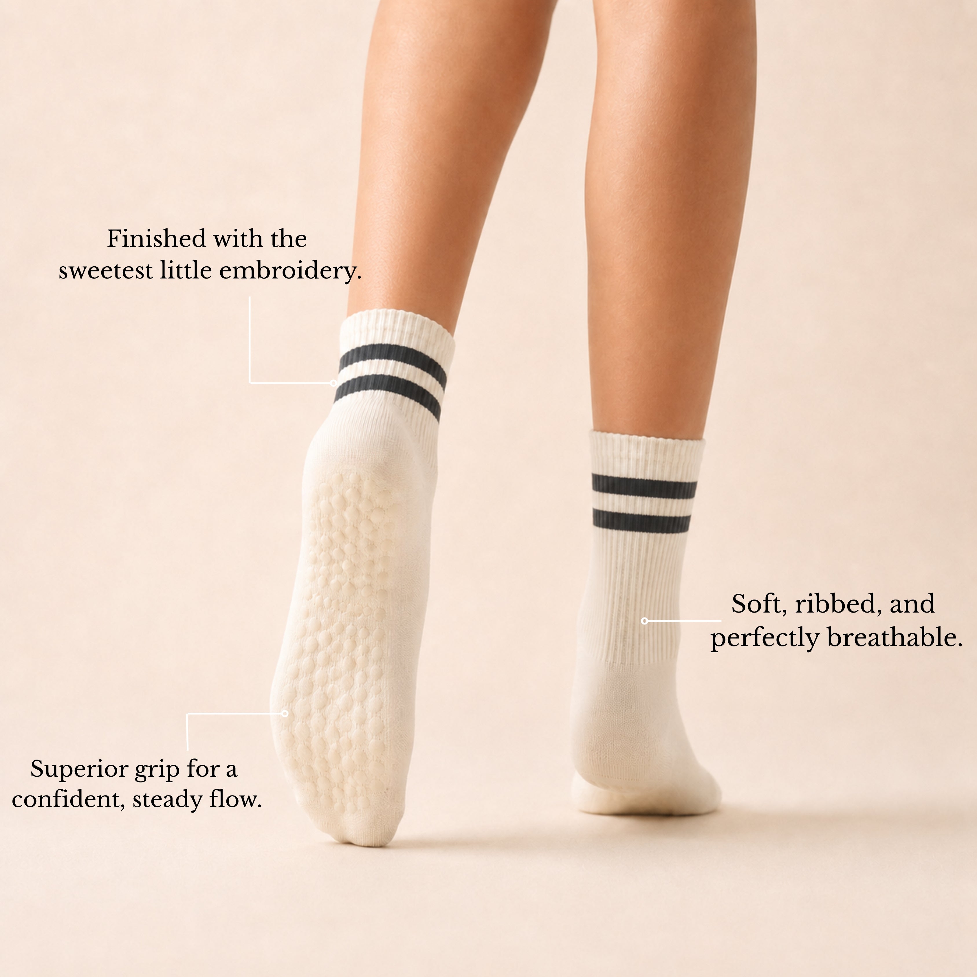 Varsity Club | Classic-Stripe Mid-Calf Grip Socks