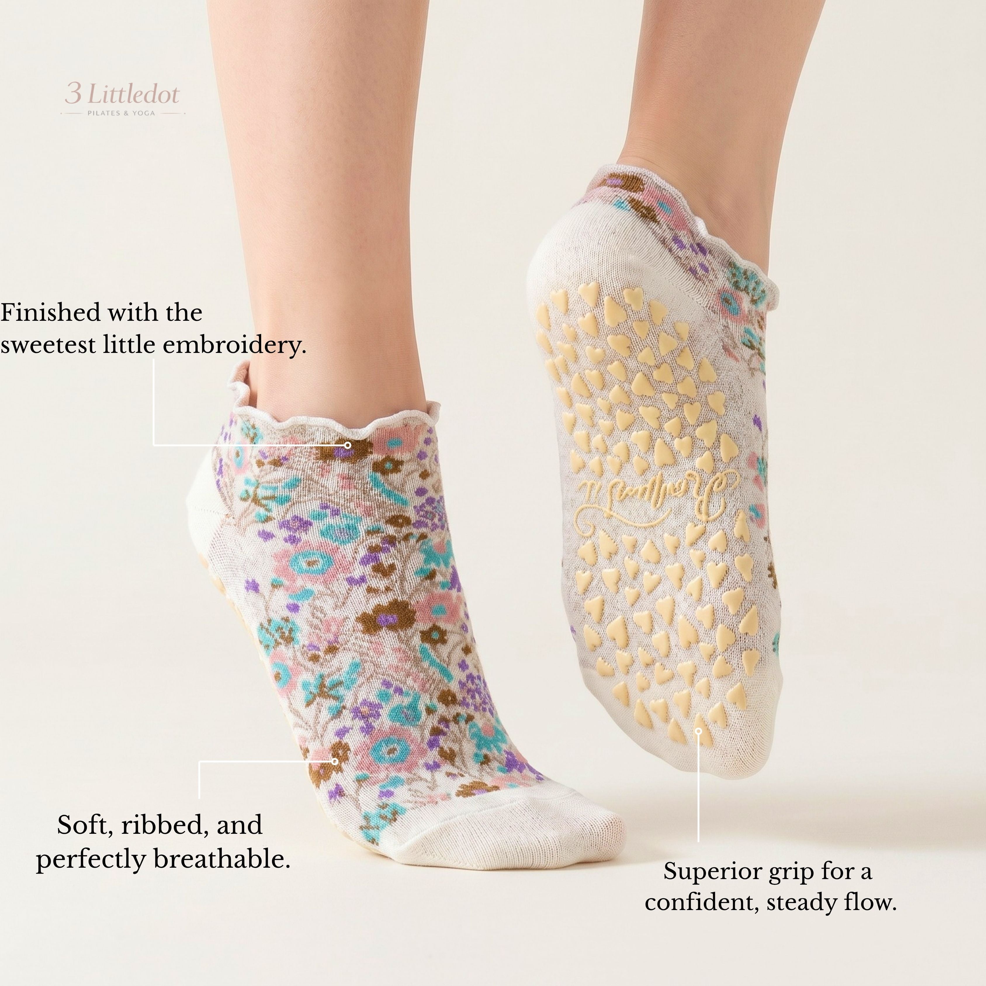 Studio Grace | ‘Vintage Bloom’ Low-Cut Grip Socks