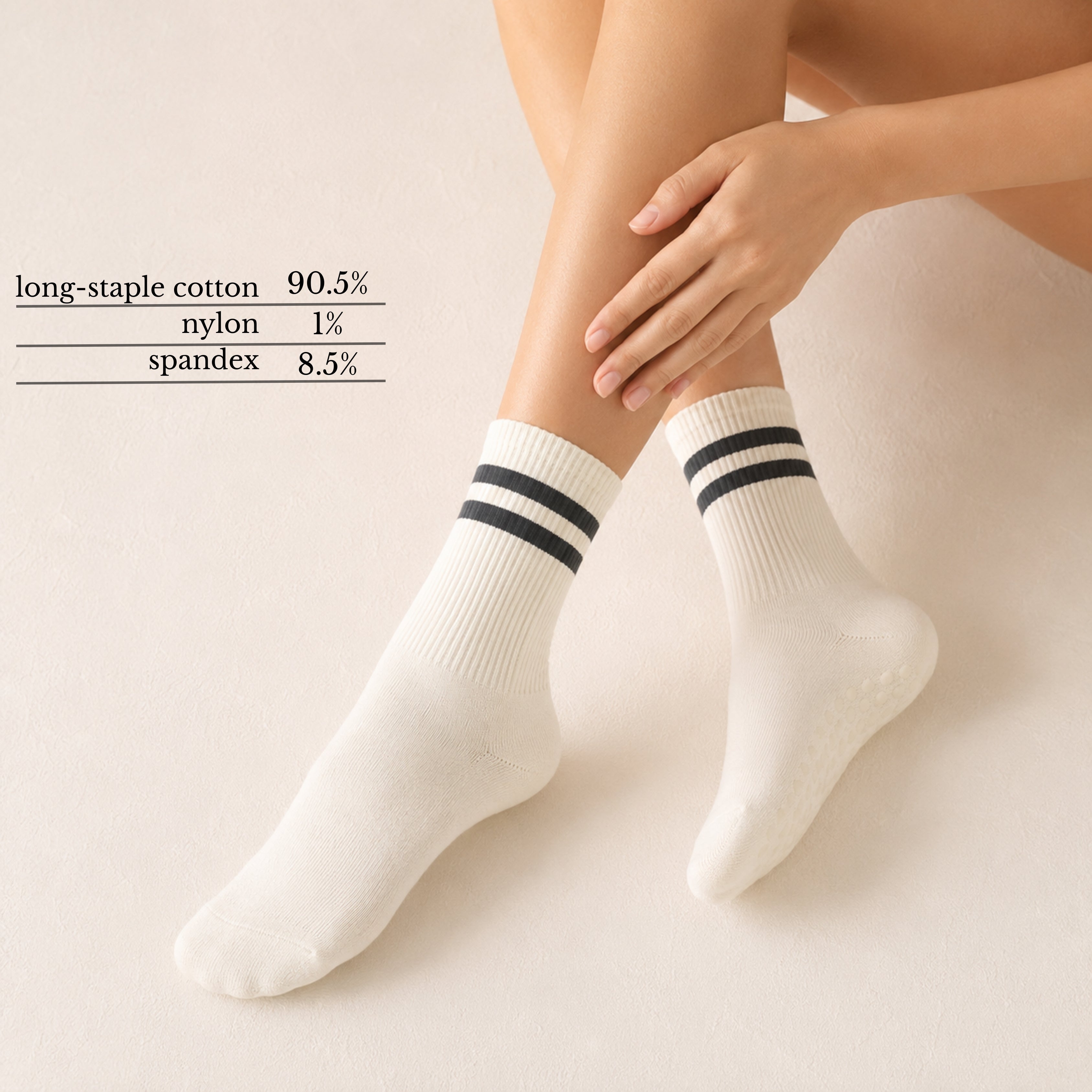 Varsity Club | Classic-Stripe Mid-Calf Grip Socks