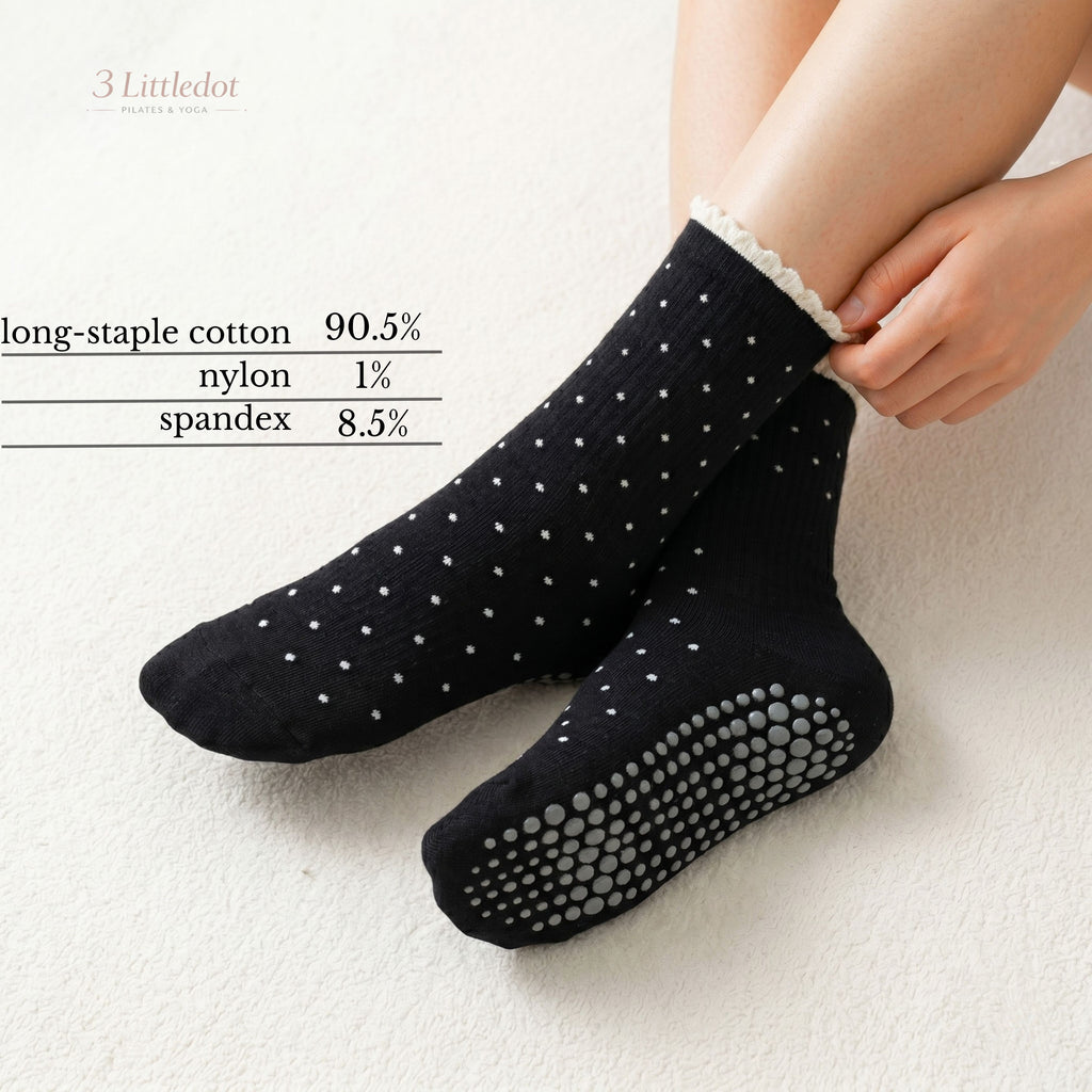 Studio Grace | ‘Dainty Dot Ruffle’ Crew Grip Socks