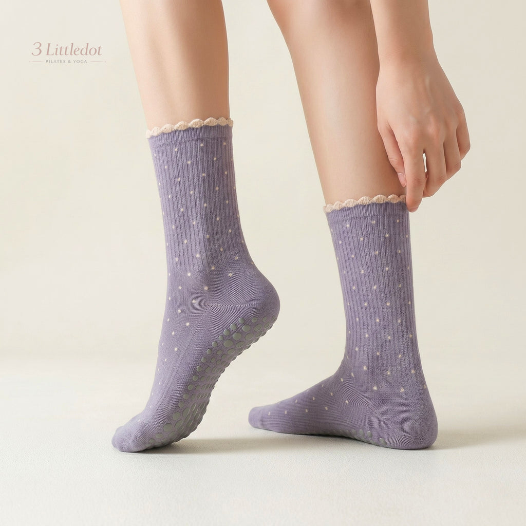 Studio Grace | ‘Dainty Dot Ruffle’ Crew Grip Socks