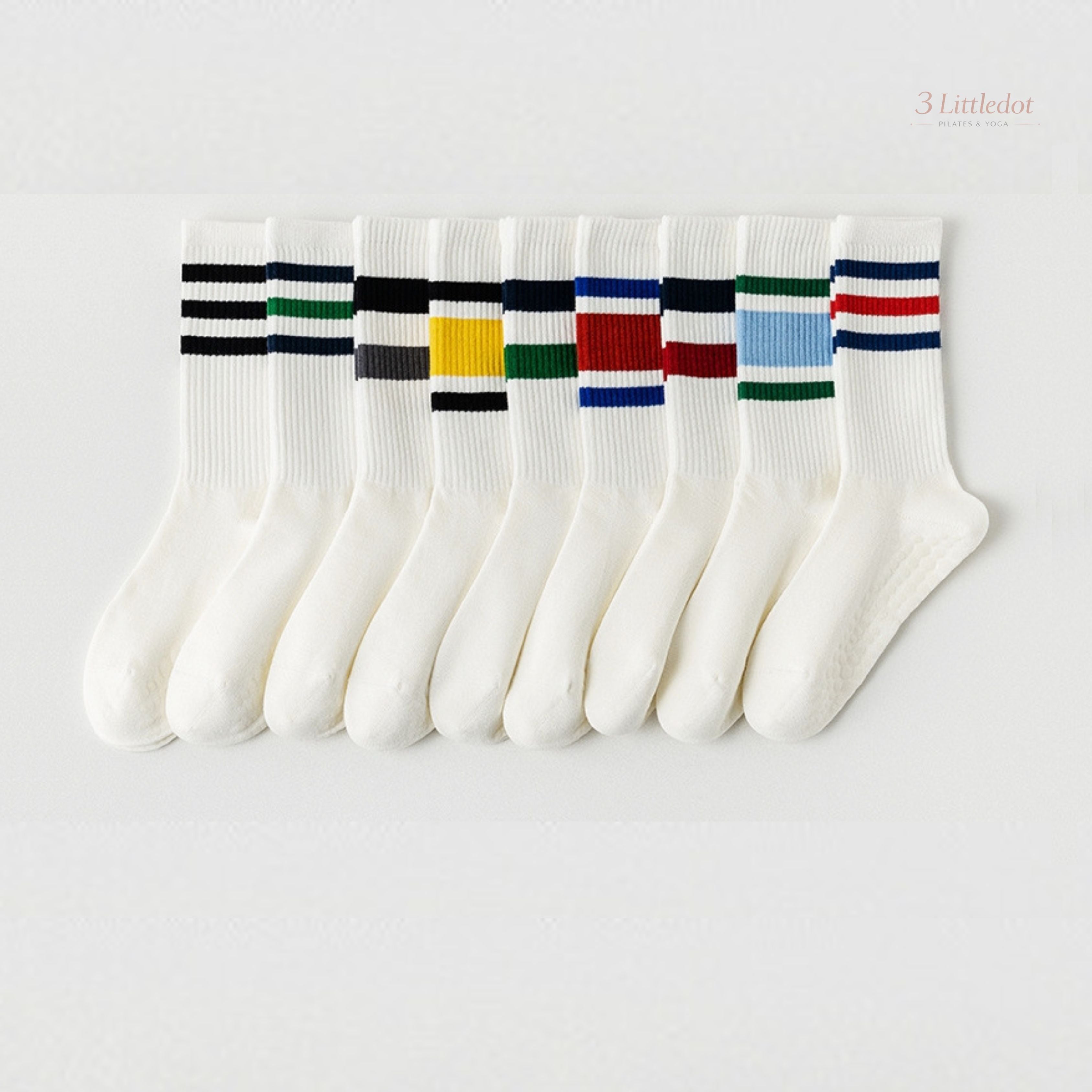 Varsity Club | Triple-Stripe Crew Grip Socks