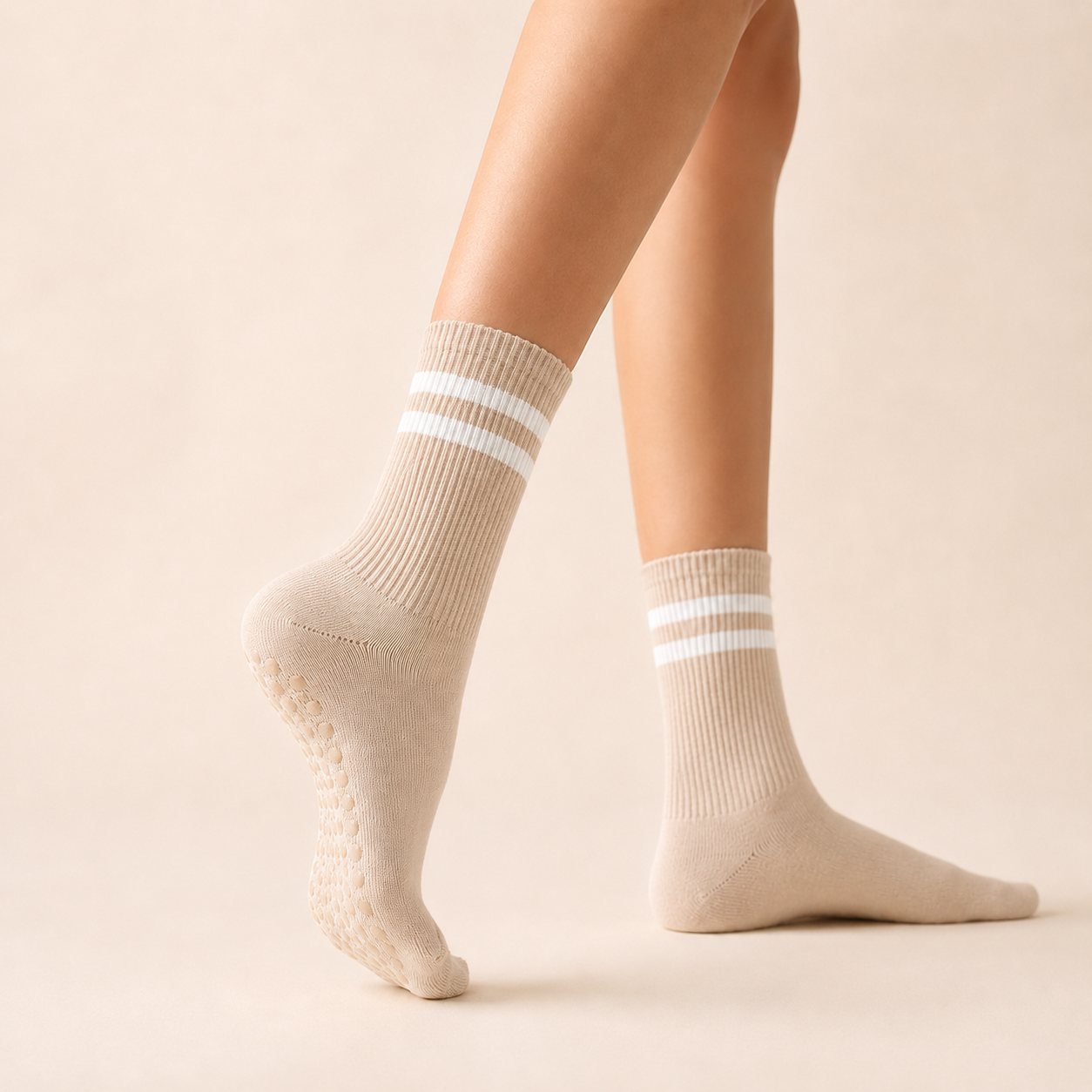 Varsity Club | Classic-Stripe Mid-Calf Grip Socks