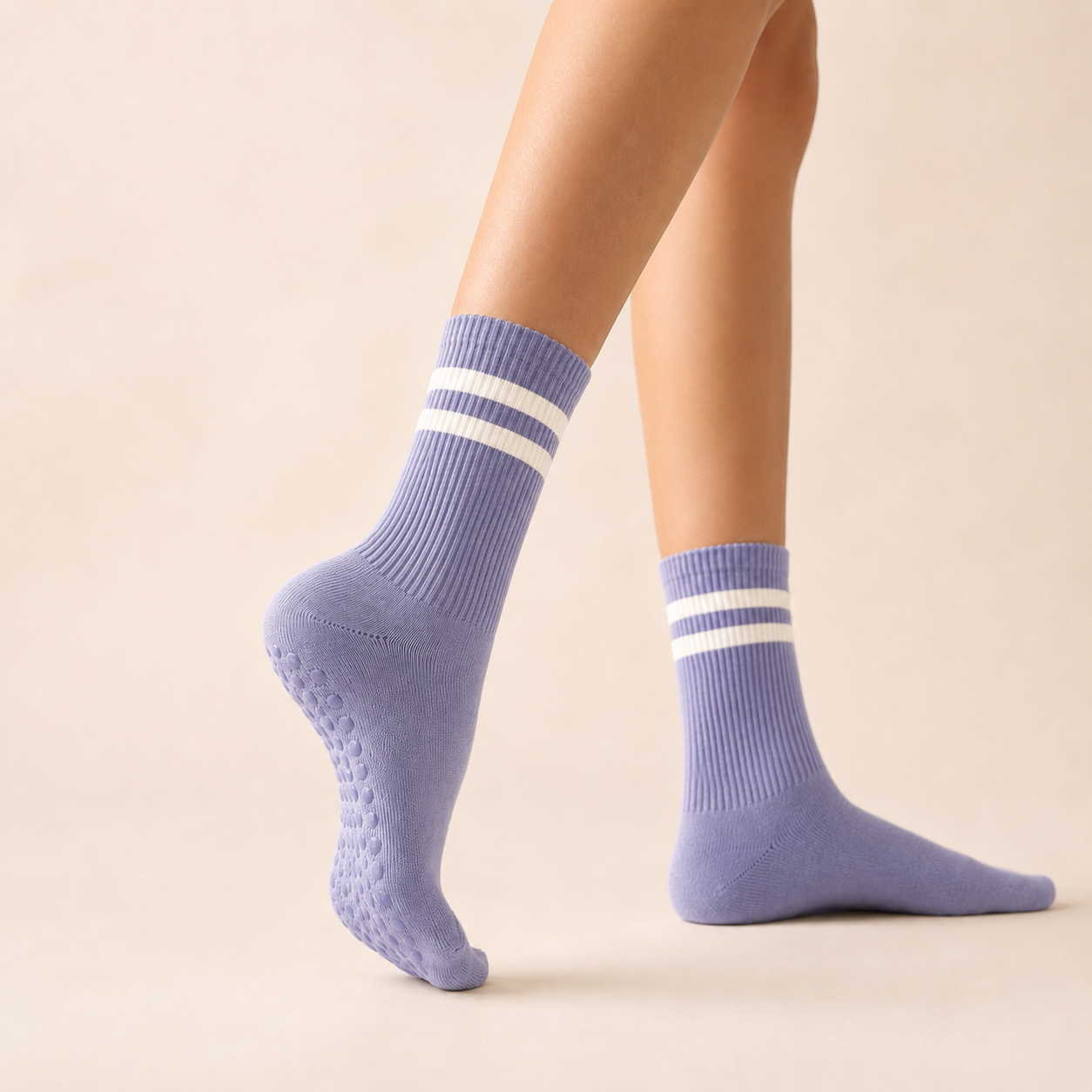 Varsity Club | Classic-Stripe Mid-Calf Grip Socks